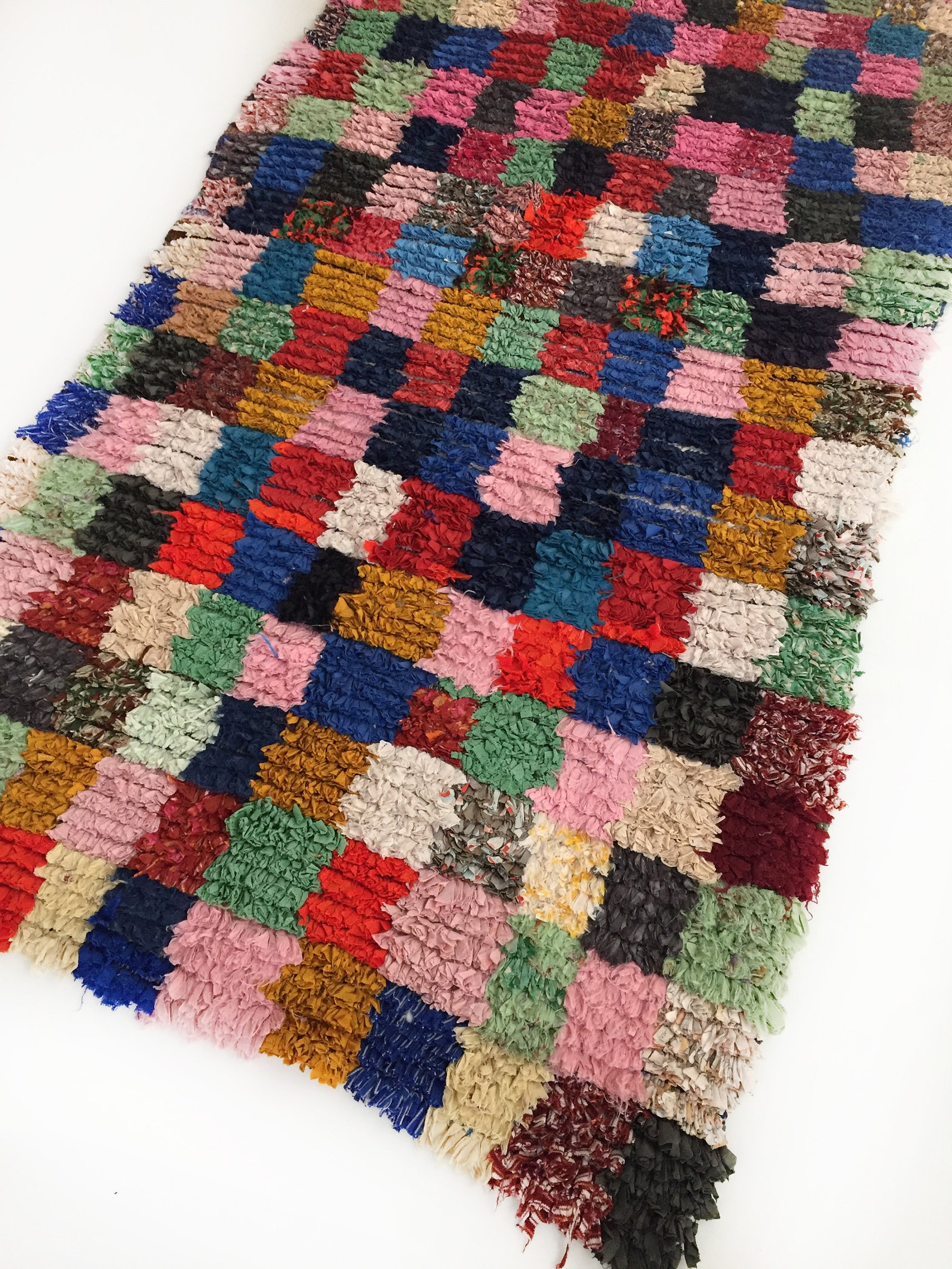 Moroccan Berber Carpet Boucherouite With Multicolor Checkered Etsy UK
