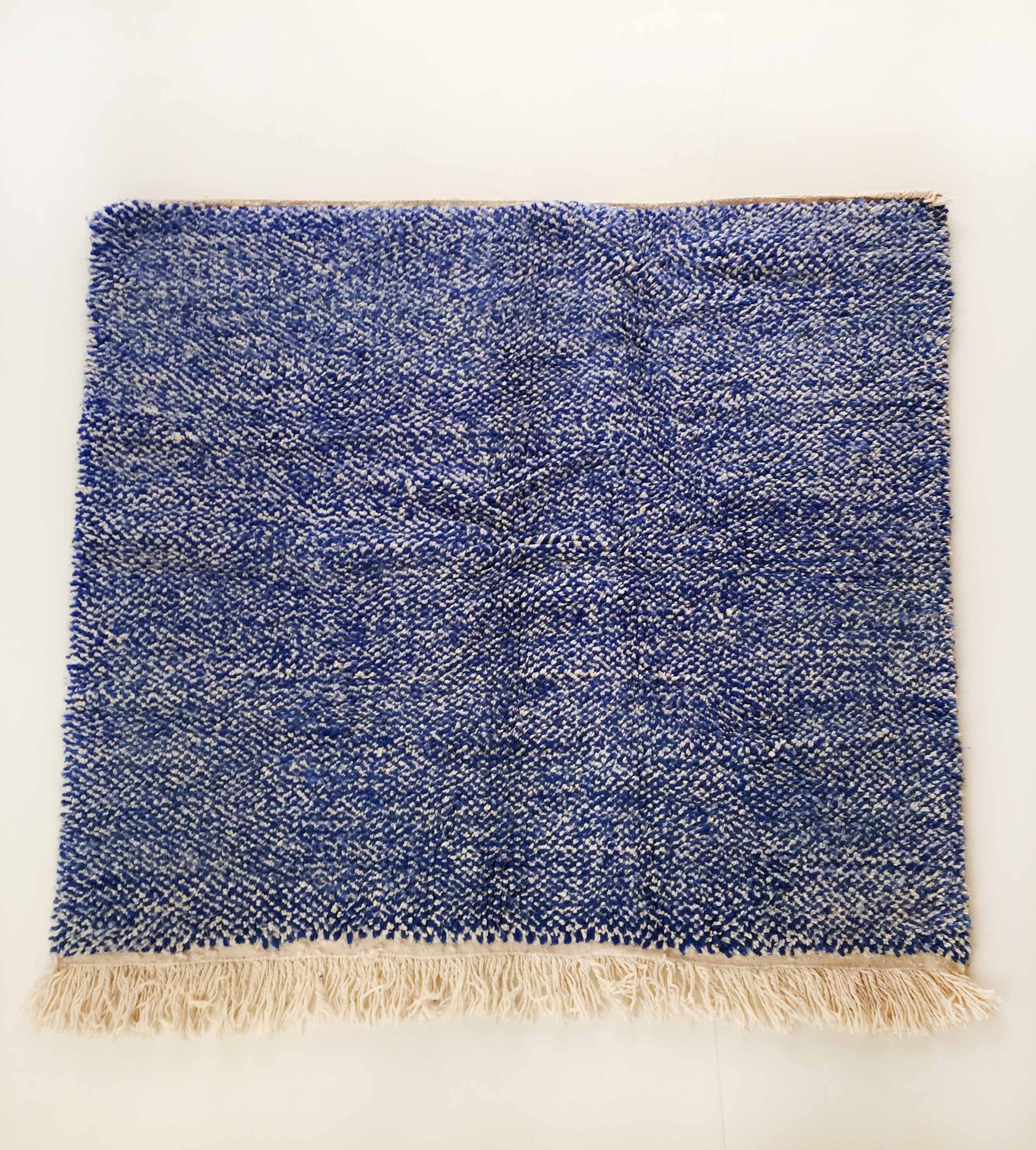 Tapis Berbère Beni Ouarain Chiné Bleu 160x150cm