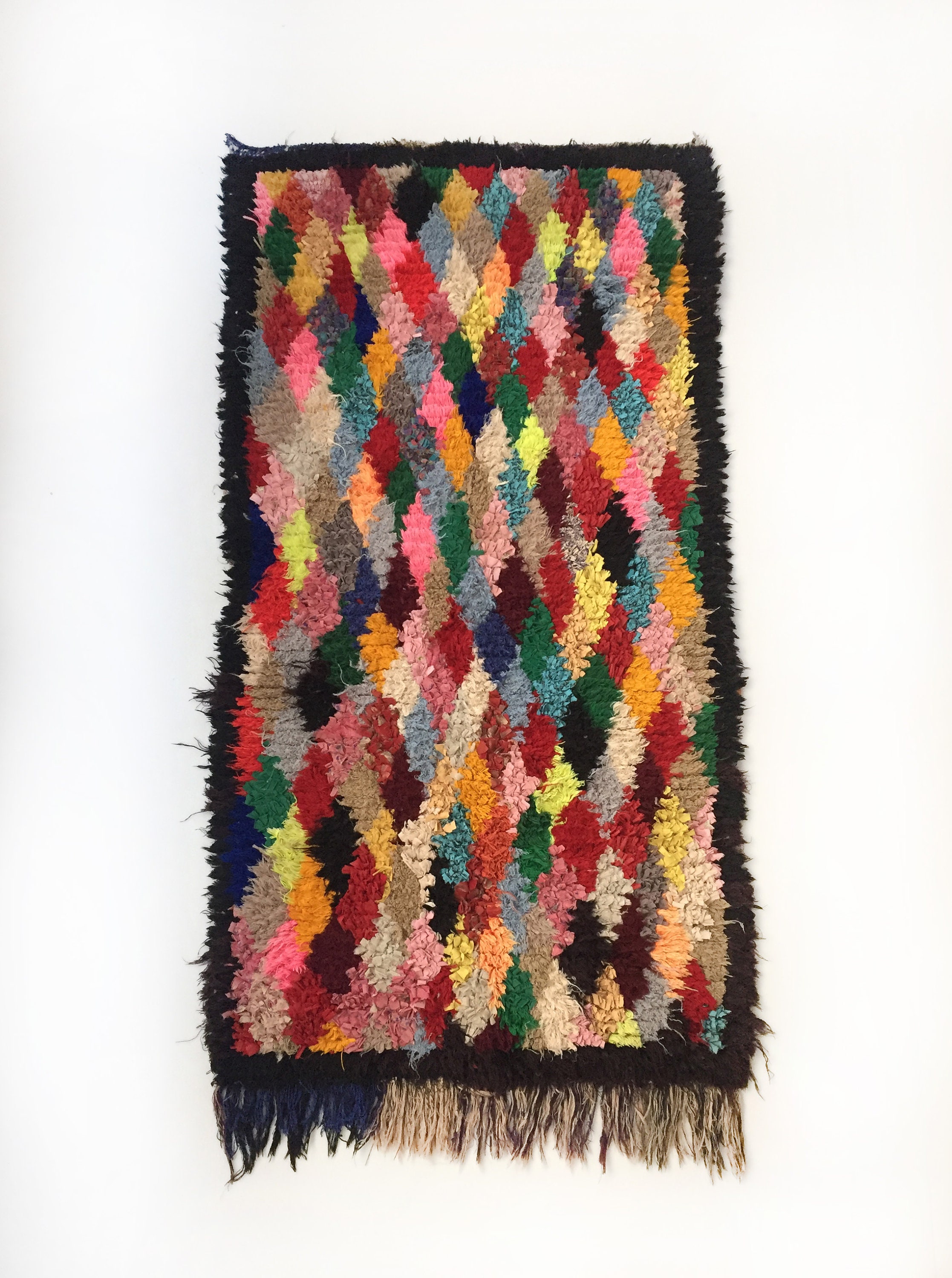 Tapis Berbère Marocain Boucherouite à Losanges Colorés 185x97cm