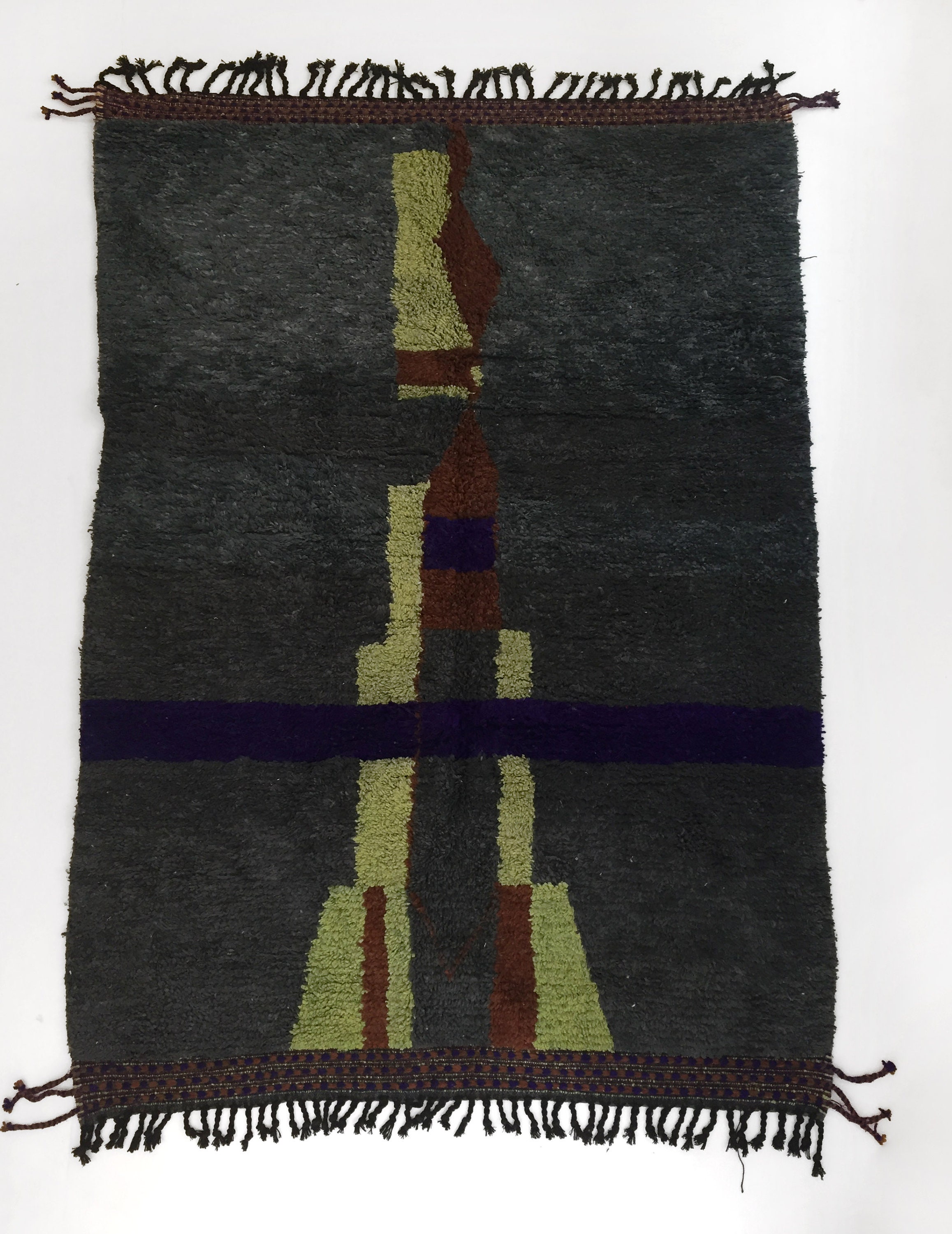 Tapis Berbère Boujaad Gris à Motifs Colorés 240x156cm