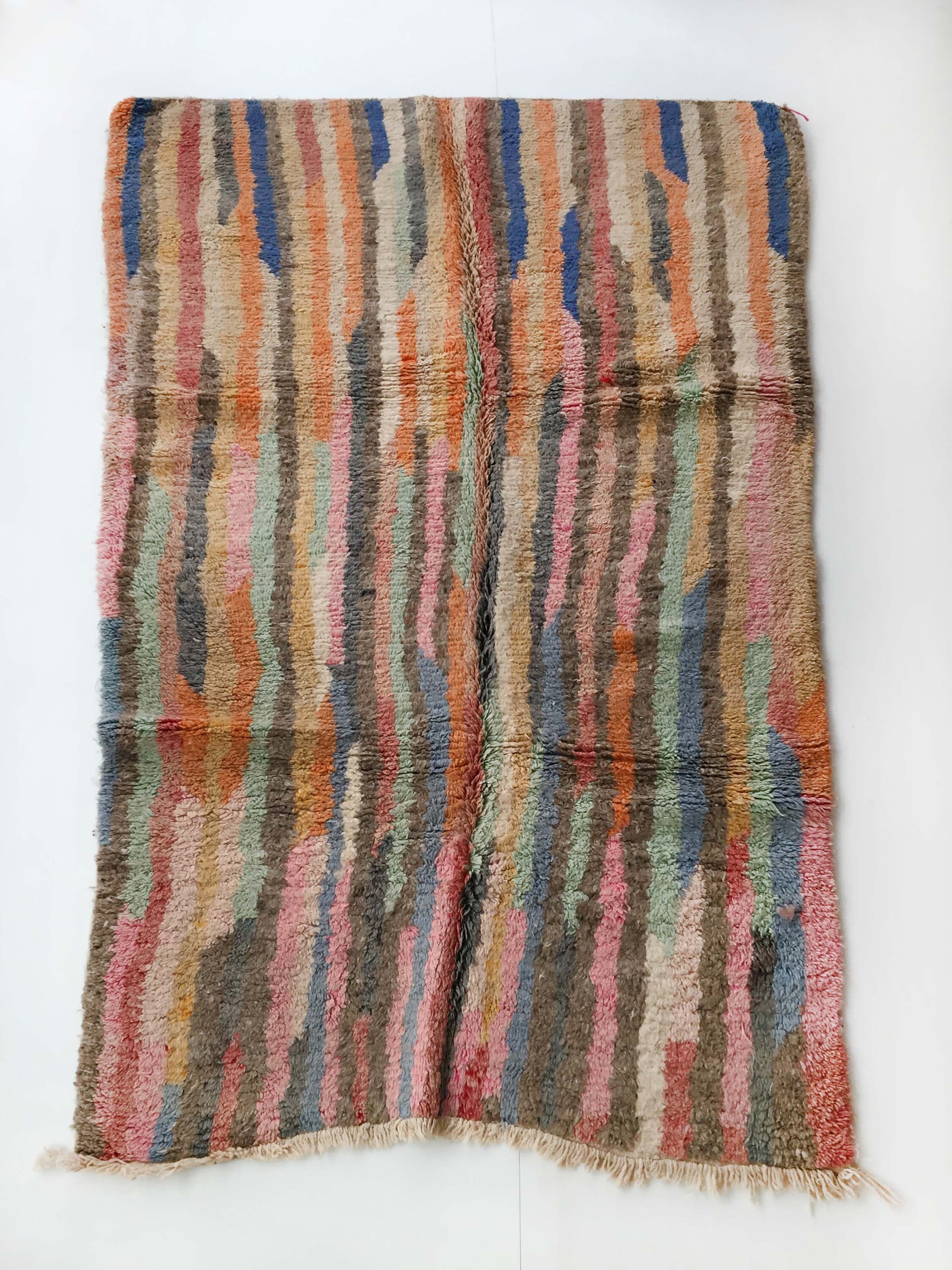 Tapis Berbère Marocain Boujaad Neuf à Lignes Pastels 2, 52x1, 51M