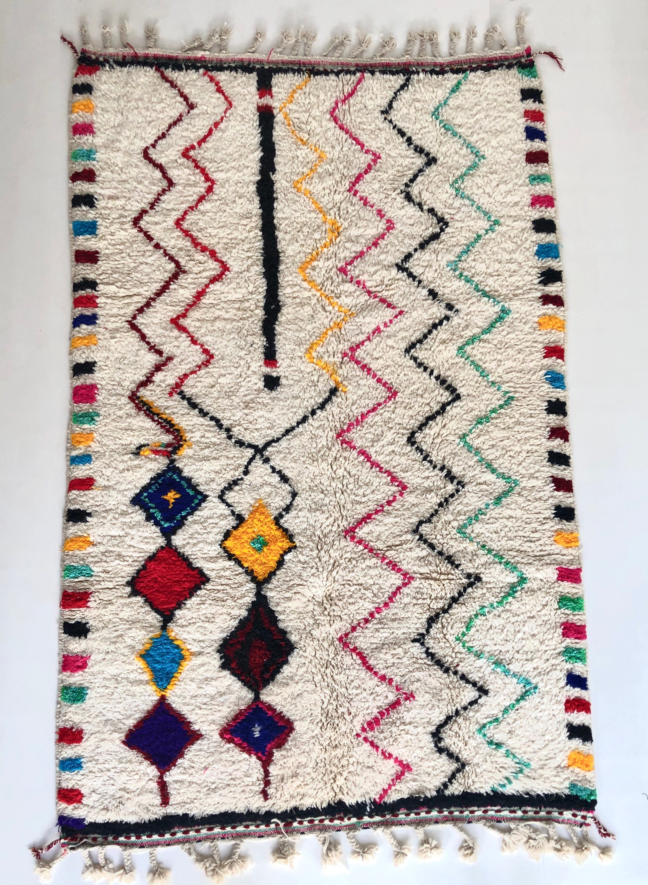 Tapis Berbère Marocain Beni Ouarain à Motifs Colorés Neuf 2, 52x1, 64M