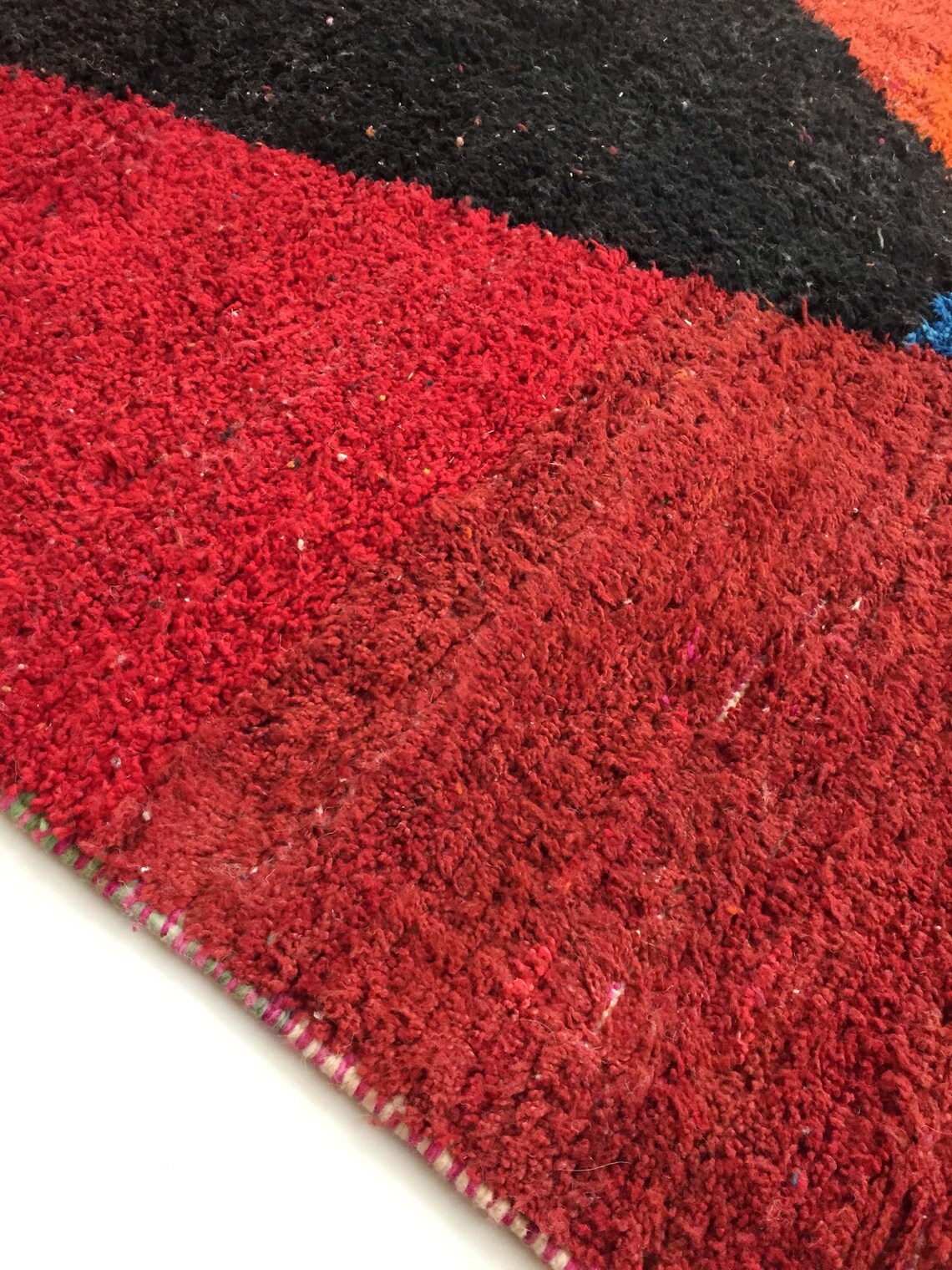 Red Boujaad Berber Carpet With Colorful Patterns 317x185cm Etsy