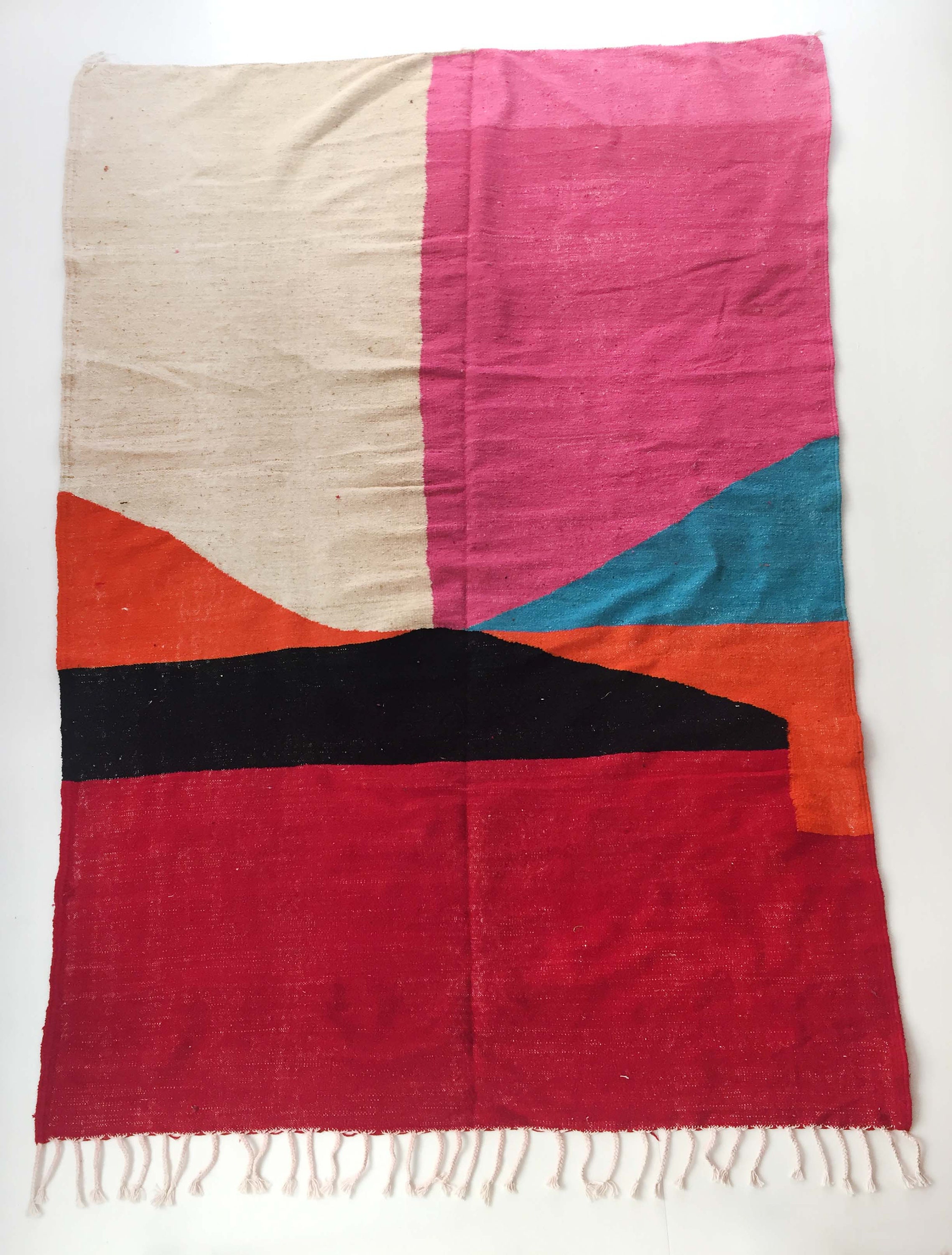 Tapis Berbère Kilim Écru à Motifs Coloré 295x190cm