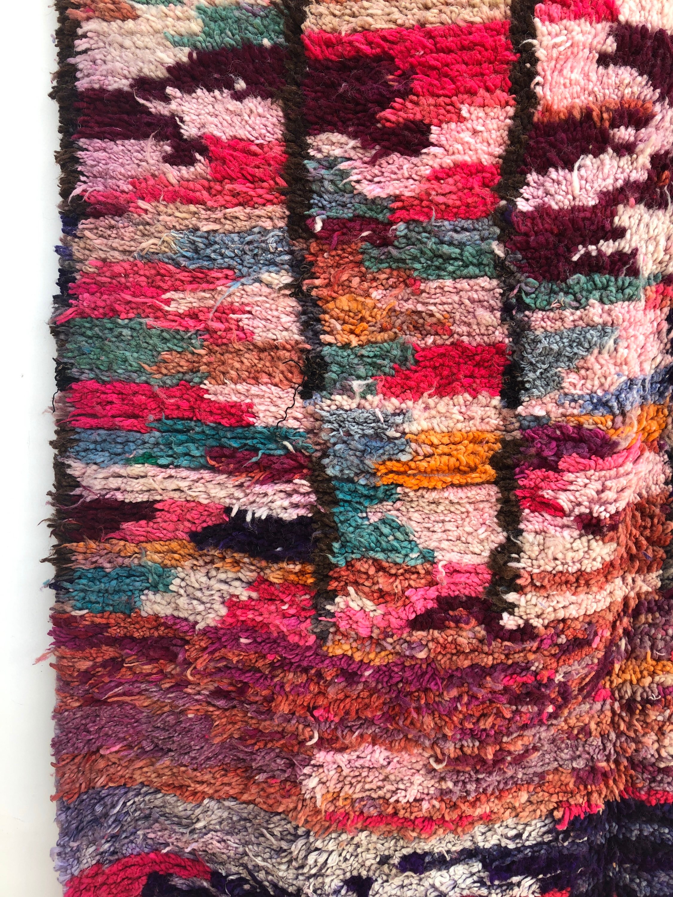 Tapis Berbère Boujaad 3m X 0.67m, Laine Tissée Main, Multicolore
