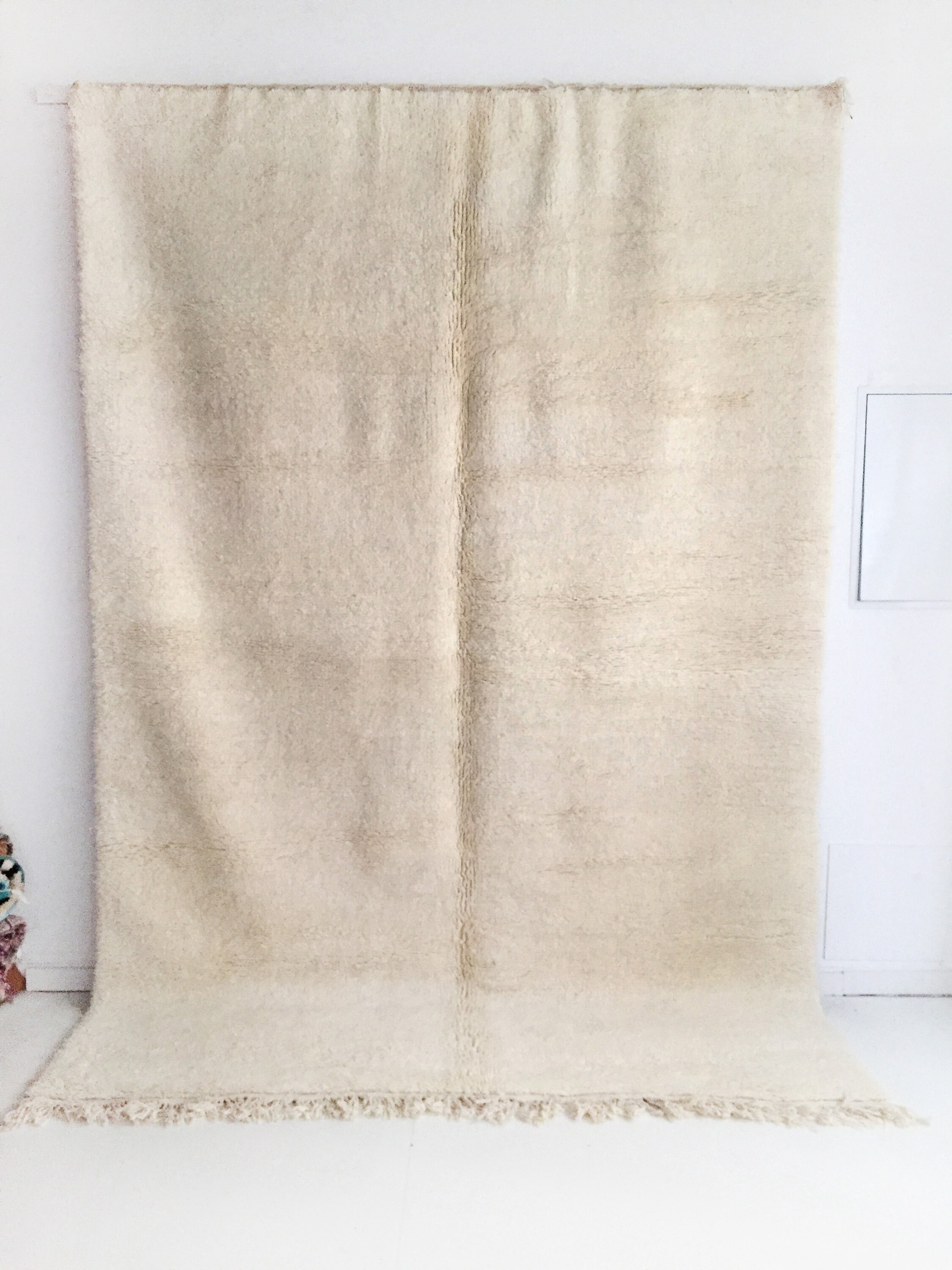 Tapis Berbère Beni Ouarain Écru Uni 308x209cm