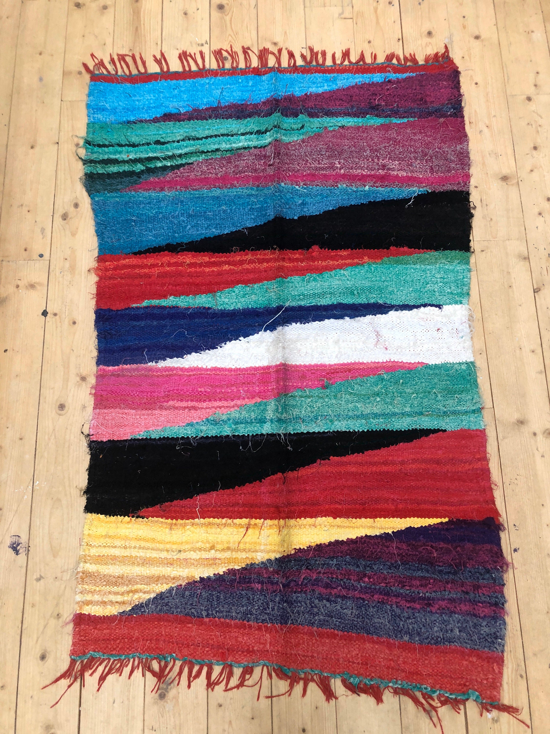 Tapis Berbère Marocain Kilim Boucherouite Neuf 1, 52x0, 92M