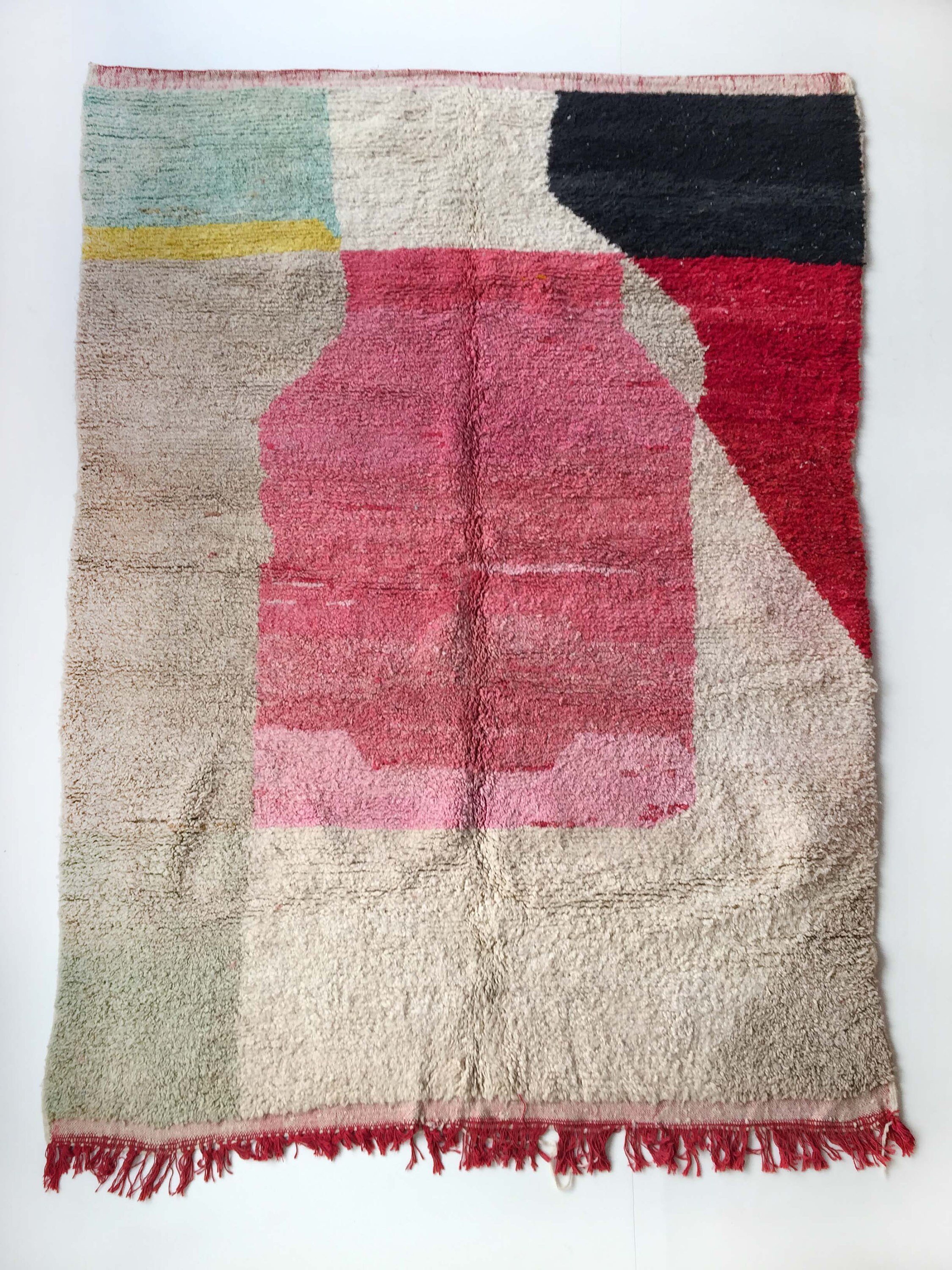 Tapis Berbère Boujaad Écru à Motifs Colorés 287x193cm