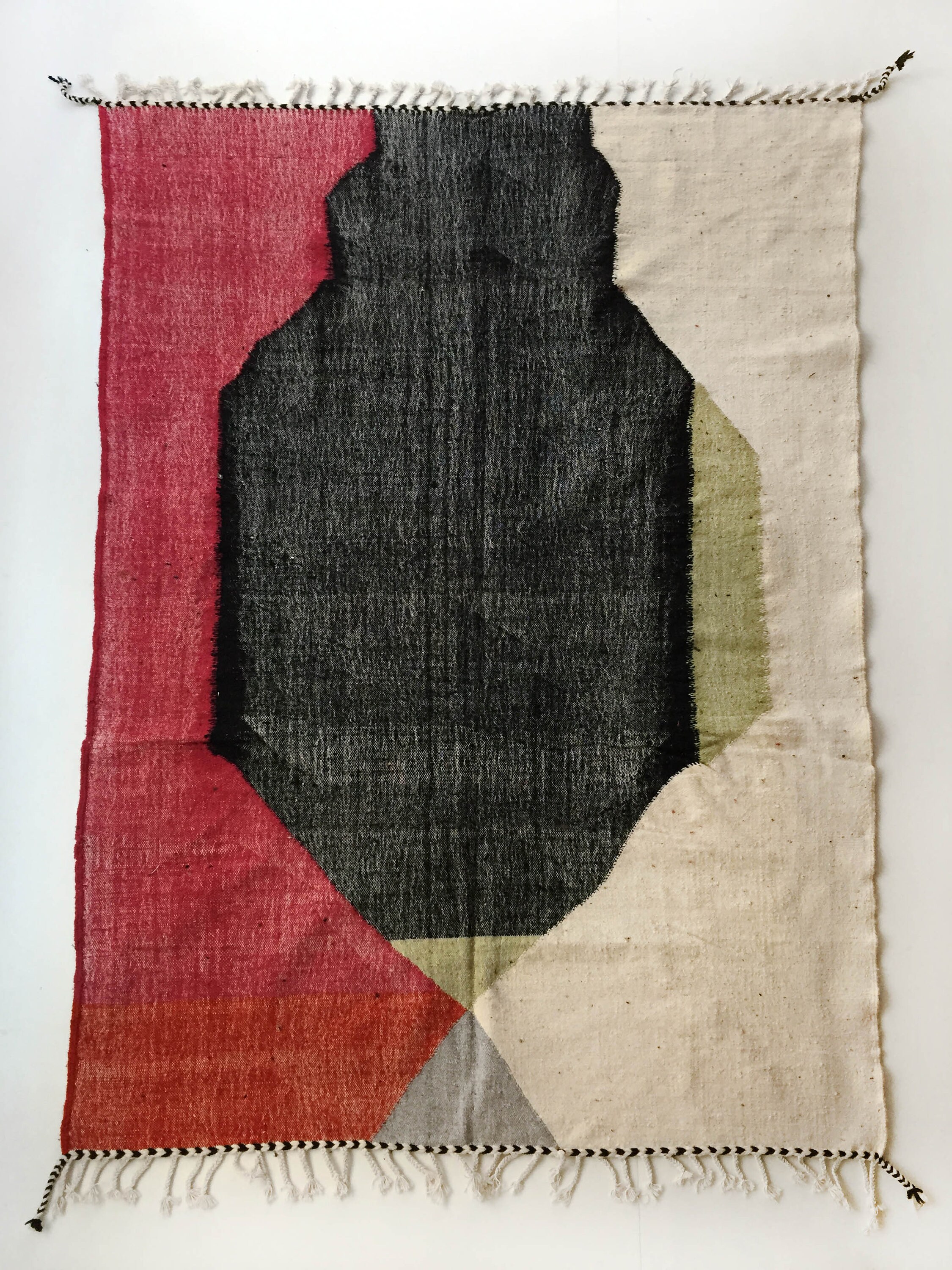 Kilim Berbère Zanafi Écru à Aplats Colorés 285x190cm