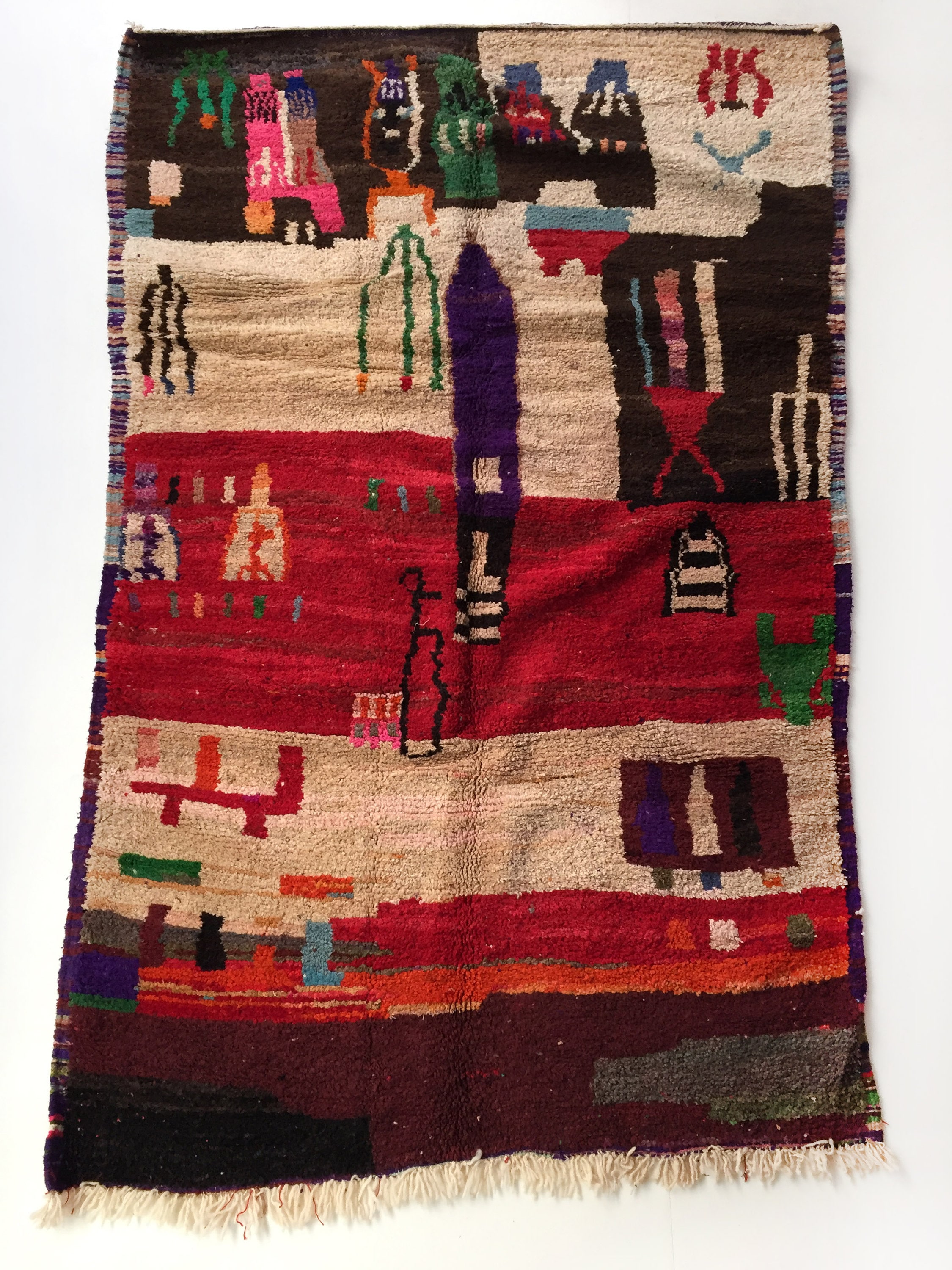 Tapis Berbère Boujaad Rouge à Motifs Colorés 267x160cm