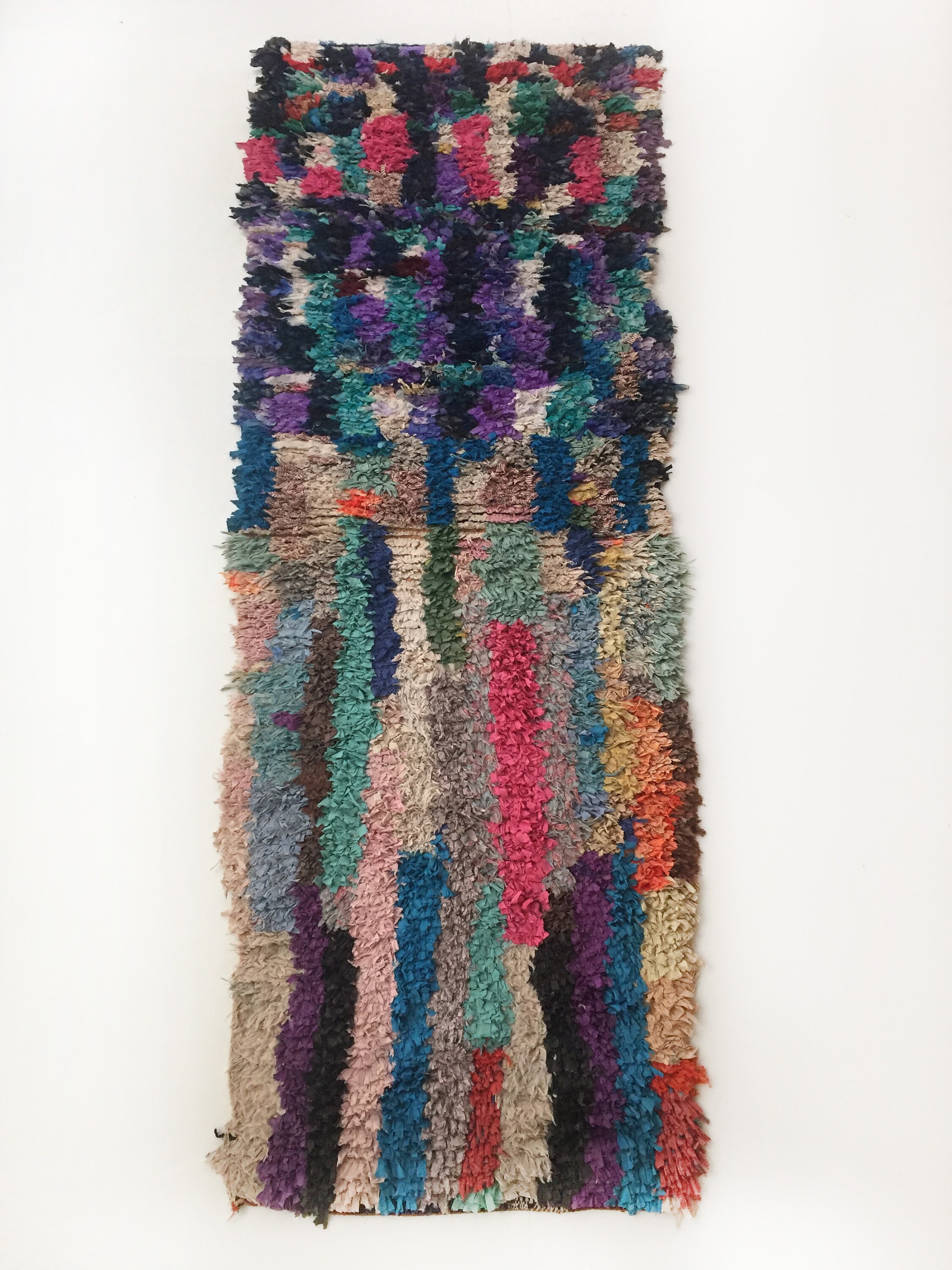 Tapis Berbère Marocain Boucherouite Couloir Coloré 286x94cm