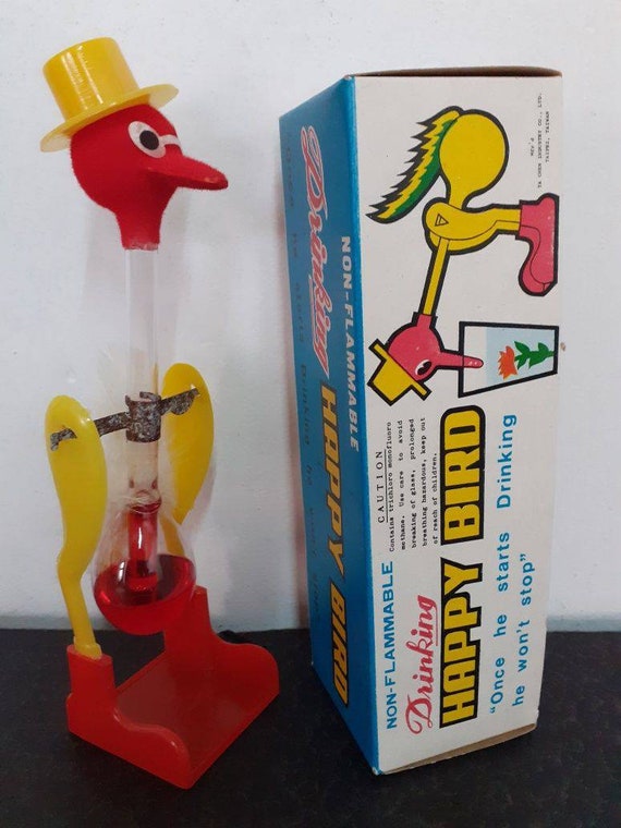 Vintage Glass Drinking Happy Bird Bobbing Toy New in Original Etsy