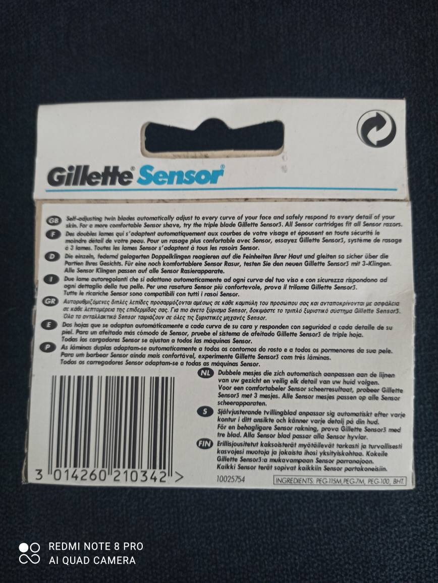 Gillette sensor razor box vintage box from 1990 original with blades etsy
