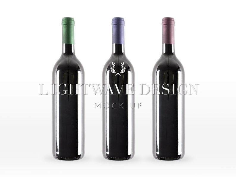 Arrangement Of Three Wine Bottles Mockup Styled Stock Etsy