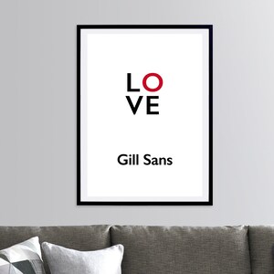 Wall Art, Print Illustration, Helvetica Inspired, Gill Sans, Futura, Times, Minimalist Font, Type, Typography Poster, Graphic Design