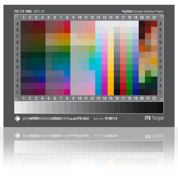 Étalonnage du scanner cible IT-8 - IT8.7/2 - Fuji/Kodak réfléchissant -7 x 5 (177 mm x 127 mm)