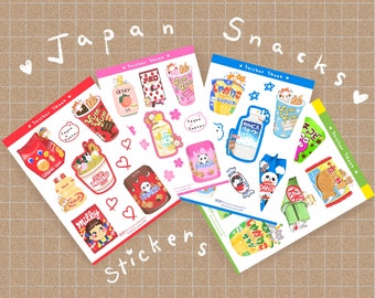 Asian Japan Snacks Sticker Sheet l Bullet Journaling Scrapbooking Stickers Sticker Sheet snacks | Kawaii stickers