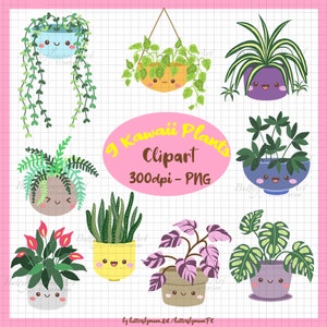 Cute Plants clipart, Kawaii Plants clipart, kawaii indoor plant, Garden Clipart PNG
