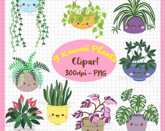 Cute Plants clipart, Kawaii Plants clipart, kawaii indoor plant, Garden Clipart PNG