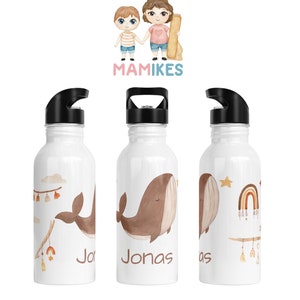 Trinkflasche personalisiert - Kinder - Kindergarten - Edelstahl  - Wunschname - Kita - Schule - Sterne - Regenbogen - Wolken - 31. Wal