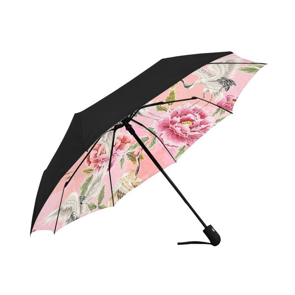 Umbrella | Japan Umbrella | Peonies Cranes Floral Umbrella | Sun Umbrella | Rain Umbrella | UV Umbrella| Gift for Mom | Umbrella UV