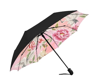 Umbrella | Japan Umbrella | Peonies Cranes Floral Umbrella | Sun Umbrella | Rain Umbrella | UV Umbrella| Gift for Mom | Umbrella UV