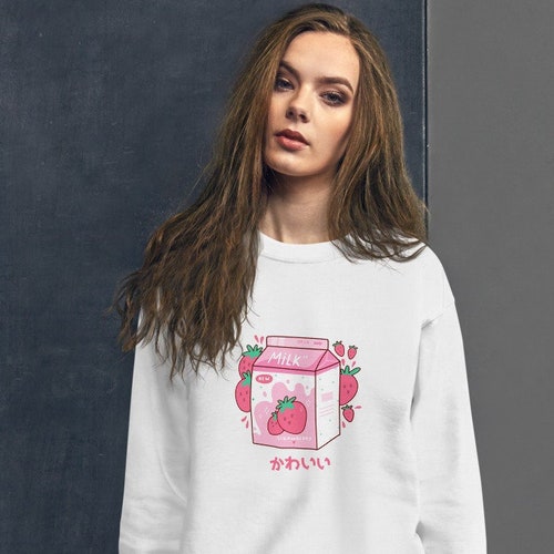 Kawaii Japanese Strawberry Milk Sweatshirt Hoodie Cute Etsy