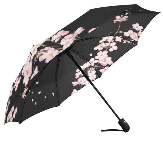 SAKURA リボンフラワープリント BLACK Japanese Cotton Fabric, cherry blossom print, black and pink