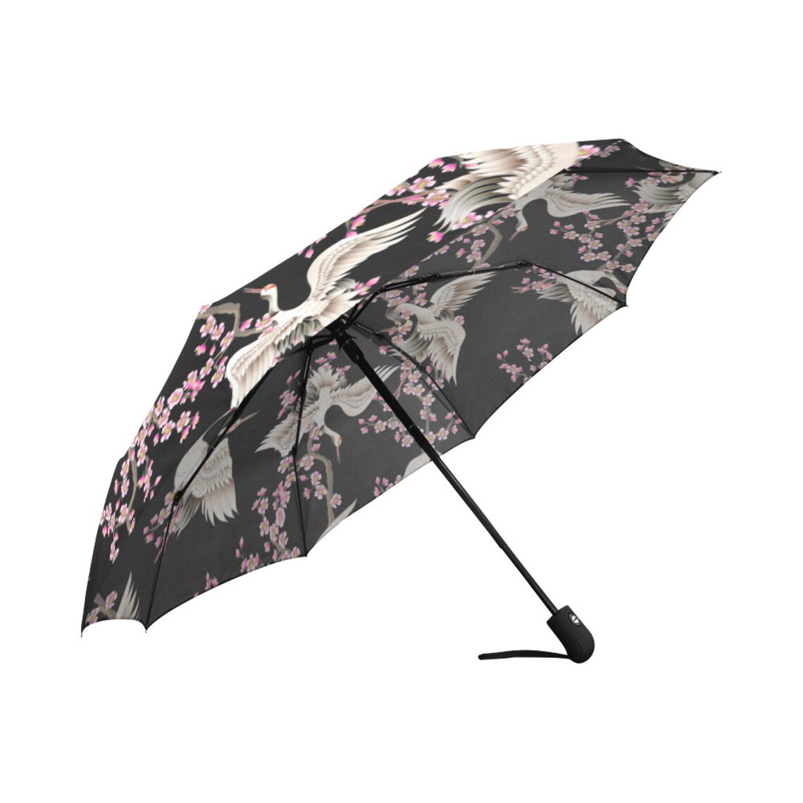 Rain Umbrella Japanese Style Black Umbrella With Sakura Etsy