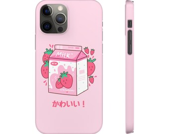 Japanese Strawberry Milk Pink Kawaii Phone Case iPhone 12/12 mini/iPhone 12 Pro Max/iPhone 11 Pro Max/iPhone XR/XS Max/8 Plus Gift for her