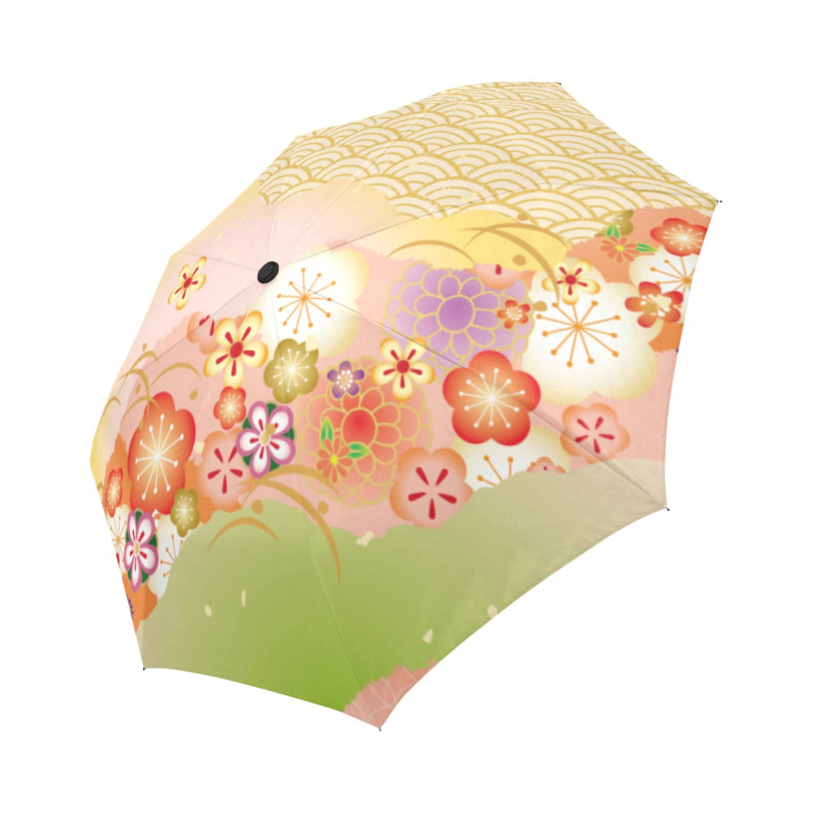 Japanese Rain Umbrella With Japanese Patterns and Flowers, Gift for Her