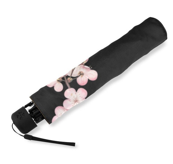 SAKURA リボンフラワープリント BLACK Japanese Cotton Fabric, cherry blossom print, black and pink