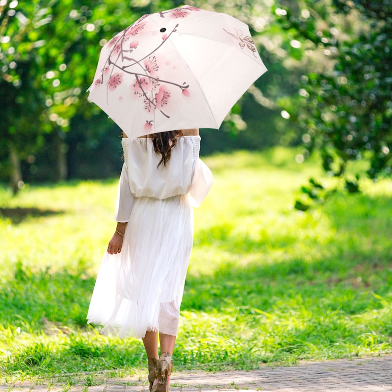 Sakura Umbrella UV Japanese Style Sun Umbrella Rain Umbrella UV Umbrella Pink Umbrella Sakura Japan Lovers Gift Gift for Her image 2