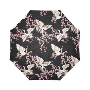 Rain Umbrella| Japanese Style Black Umbrella With Cherry Blossom, Sakura Flowers, Gift for Her, Gift for Mom