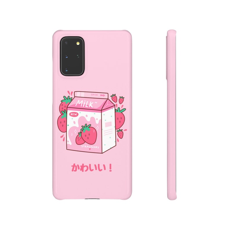 Japanese Strawberry Milk Pink Kawaii Snap Samsung Galaxy Phone Case Samsung Galaxy S20/ S20 Ultra, Samsung Galaxy S20+ / S10 /s10 Plus/ S10e 