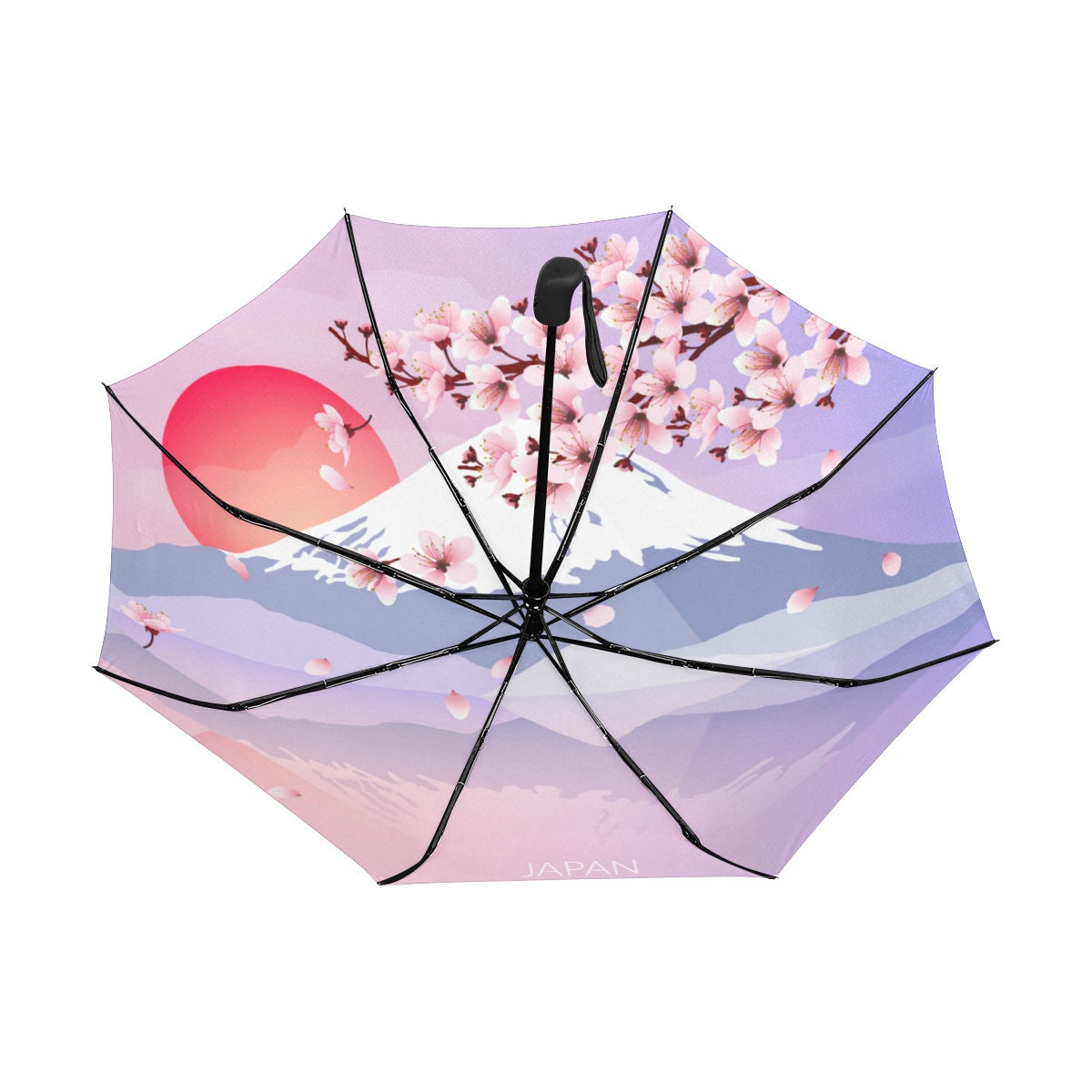 Paraguas de sol Paraguas anti-UV Accesorios Paraguas y accesorios para la lluvia Paraguas UV Japón Estilo Paraguas de impresión inferior Sakura Monte Fuji Paraguas UV Paraguas de lluvia 