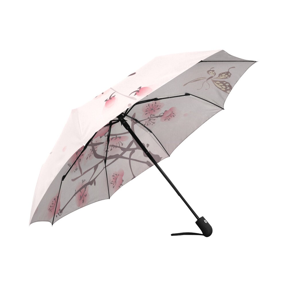 MRMIAN Japanese Cherry Blossom Sakura Folding Umbrella for Rain Sun Travel  Mini Lightweight Compact Umbrellas