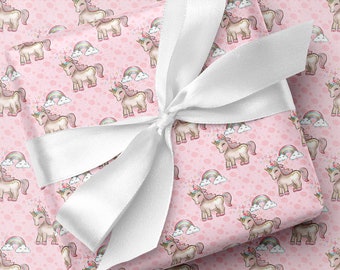 Pink Unicorn Wrapping Paper – Girly Rainbow Print Gift Wrap