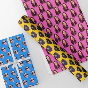 Personalised With ANY Face Wrapping Paper Funny Heads Print, Unique Novelty Gift Wrap Custom Birthday Gift Ideas for Friends and Family image 3