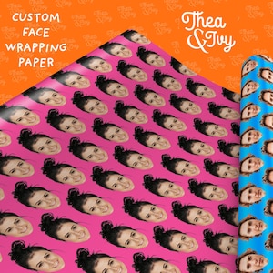 Personalised With ANY Face Wrapping Paper Funny Heads Print, Unique Novelty Gift Wrap Custom Birthday Gift Ideas for Friends and Family image 4