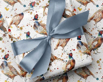 Pheasant Bird Print Wrapping Paper – Rustic Birdwatcher Gift Wrap