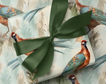 Pheasant Print Wrapping Paper - Rustic Country Gift Wrap