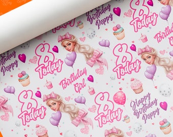 Personalised Barbie Wrapping Paper | Cute Pink Gift Wrap Custom Name & Age | Premium Quality Printed Gift Wrap | Girls Birthday Ideas