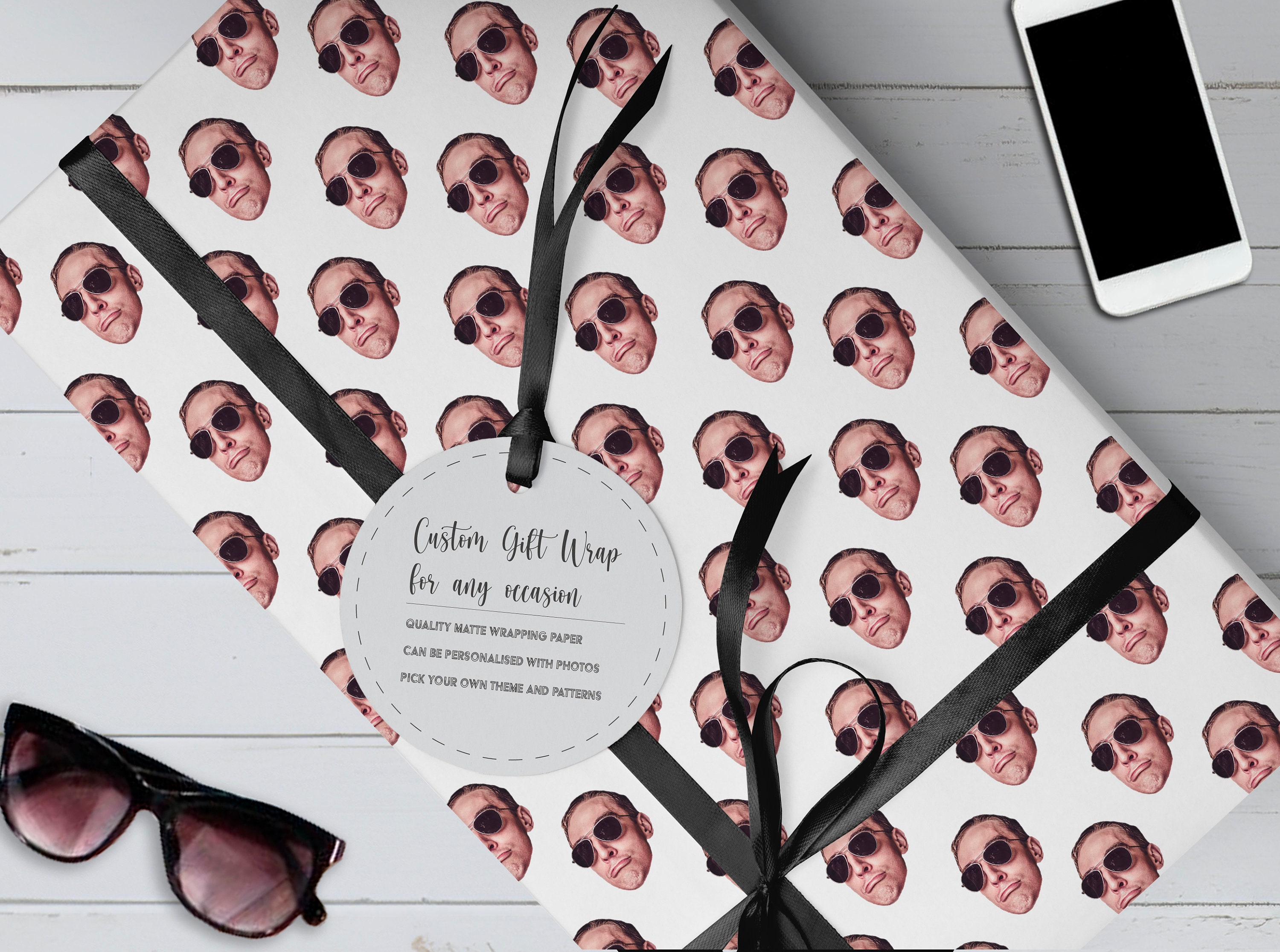 Personalised Face Gift Wrap Funny Custom Head Crop Photo Etsy