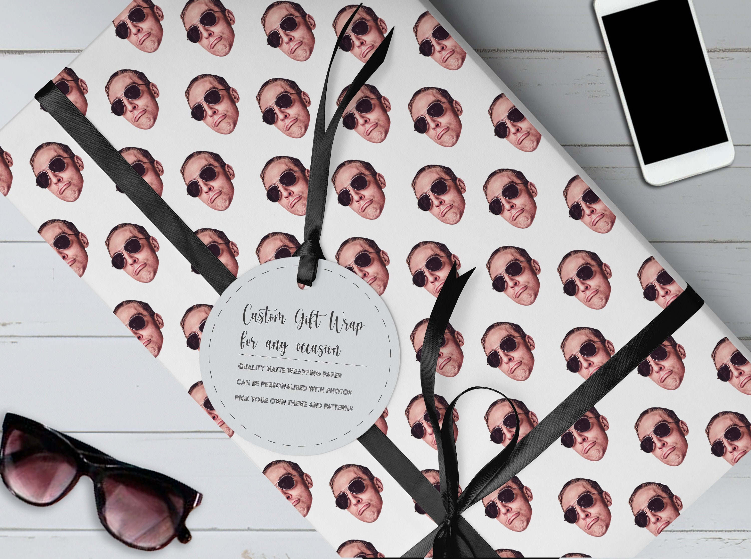 Funny Face Wrapping Paper Funny Personalised Heads Novelty Etsy UK