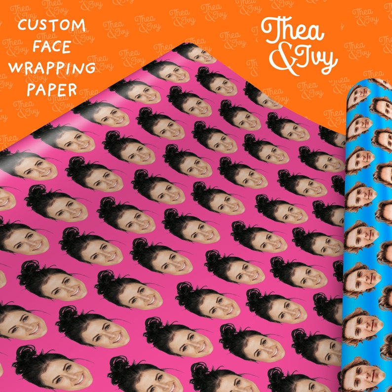 Personalised With ANY Face Wrapping Paper Funny Heads Print, Unique Novelty Gift Wrap Custom Birthday Gift Ideas for Friends and Family image 4