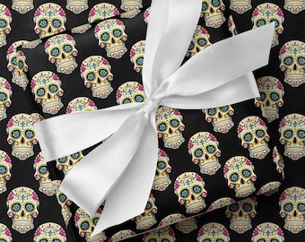 Candy Skull Black Wrapping Paper - Mexican Sugar Skull Gift Wrap