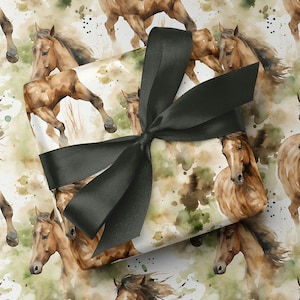 Luxe paardensportinpakpapier - cadeaupapier met elegante galopperend paard bedrukt - luxe cadeau-ideeën voor paarden voor paardenliefhebbers