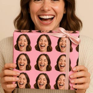 Personalised With ANY Face Wrapping Paper | Funny Custom Heads Photo Gift Wrap Roll/Sheet | Unique Birthday & Novelty Gag Joke Present Idea