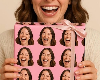 Personalised With ANY Face Wrapping Paper | Funny Custom Heads Photo Gift Wrap Roll/Sheet | Unique Birthday & Novelty Gag Joke Present Idea